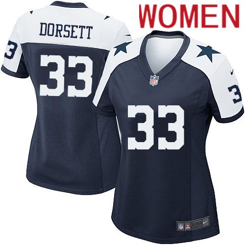 Women Dallas Cowboys #33 Tony Dorsett Nike Navy Alternate Game Team NFL Jersey